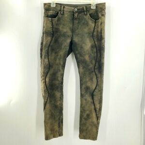 BDG mid-rise twig ankle mottled green with front trim jeans 14/16